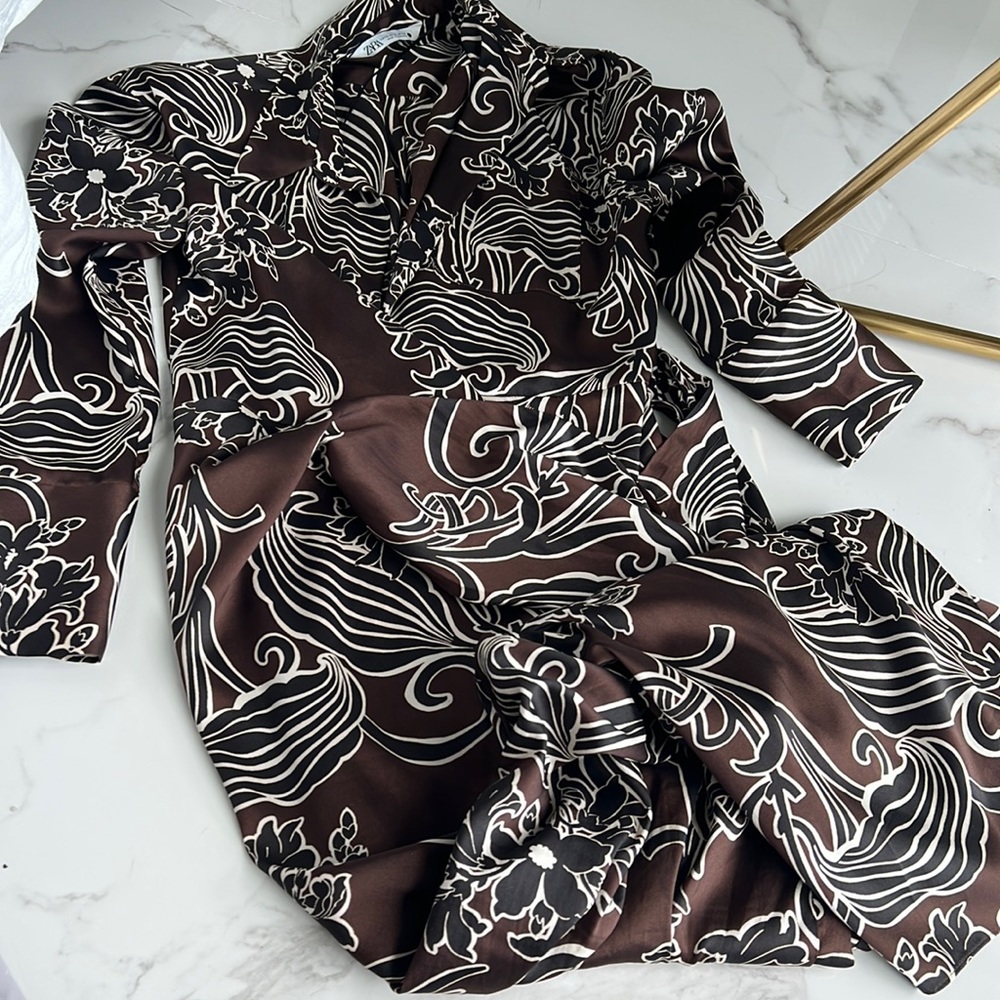Brown Zara wrap dress